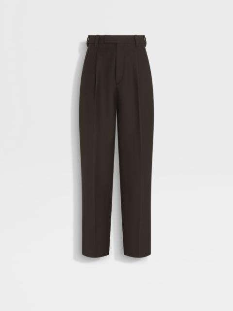 ZEGNA DARK BROWN OASI LINO PANTS