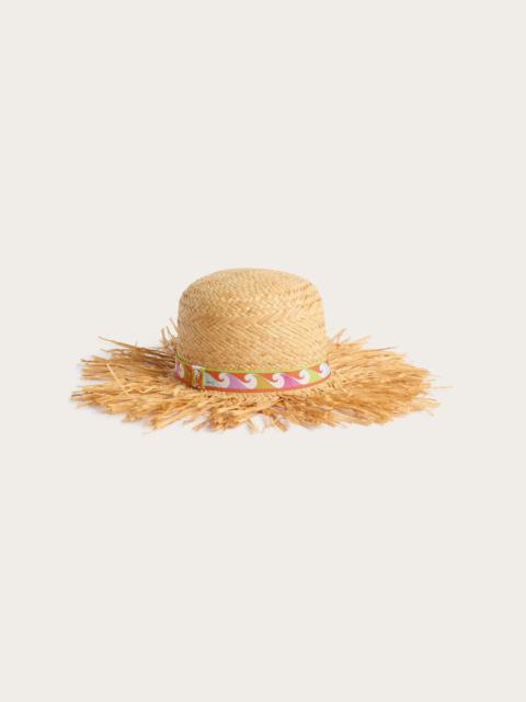PUCCI RAFFIA HAT WITH PRINTED BRIM