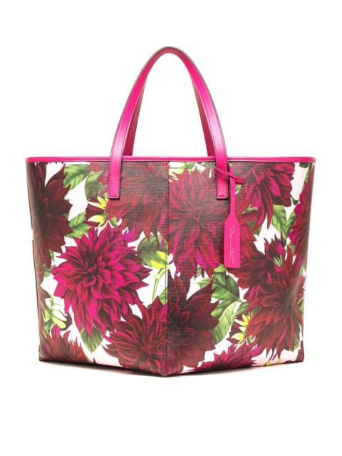 Oscar de la Renta MEDIUM DAHLIA PRINTED SQUARE TOTE