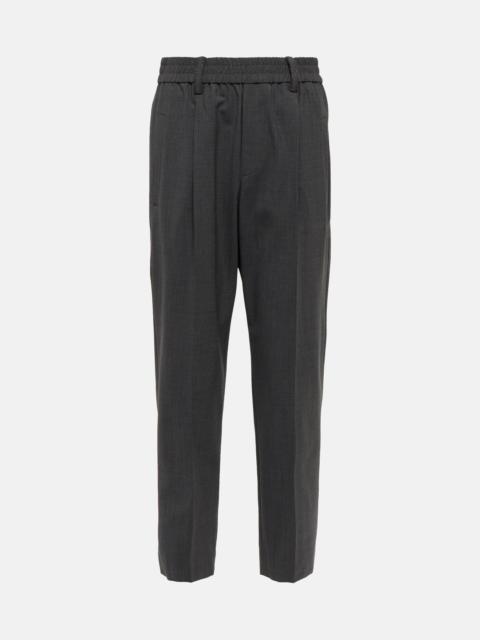 High-rise tapered wool-blend pants