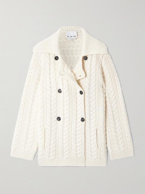 SA SU PHI Double-breasted Cable-knit Merino Wool And Cashmere-blend Cardigan
