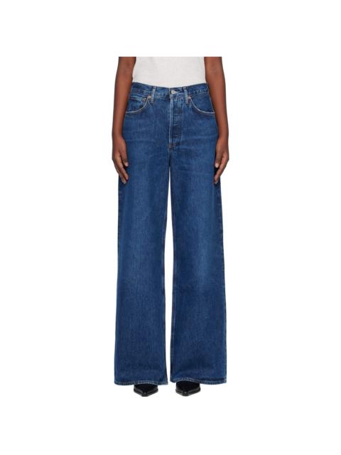 Indigo Dame High Rise Wide Leg No Cuff Jeans