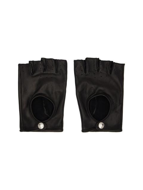 ERNEST W. BAKER Black Open Finger Driving Gloves