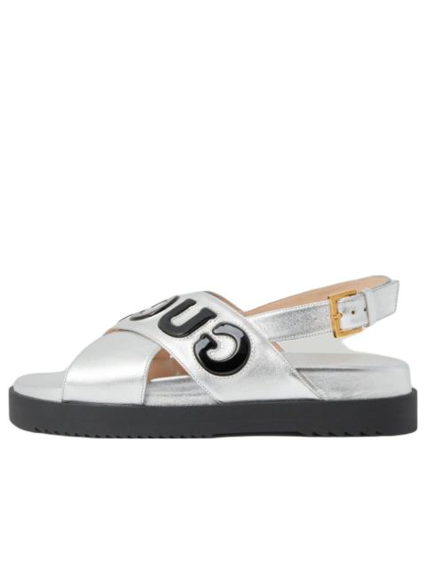 GUCCI (WMNS) Gucci Sandal with Logo Script 'Silver Black' 738691-AABYB-8149
