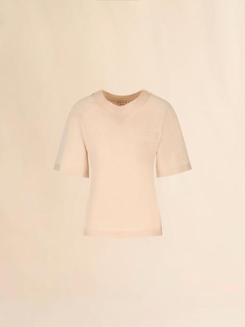 Marni PALE PEACH COTTON SHORT-SLEEVE SWEATSHIRT WITH TRUNKAROO DETAIL