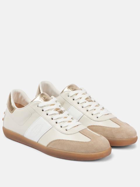 Tod's Tabs suede-trimmed leather sneakers