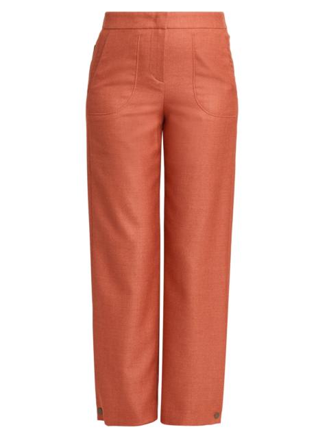 GIORGIO ARMANI Women's Silk-Wool Straight-Leg Trousers - Solid Dark Orange