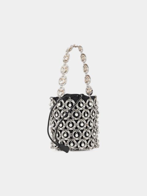 rabanne SMALL SILVER BUCKET BAG WITH BEADS