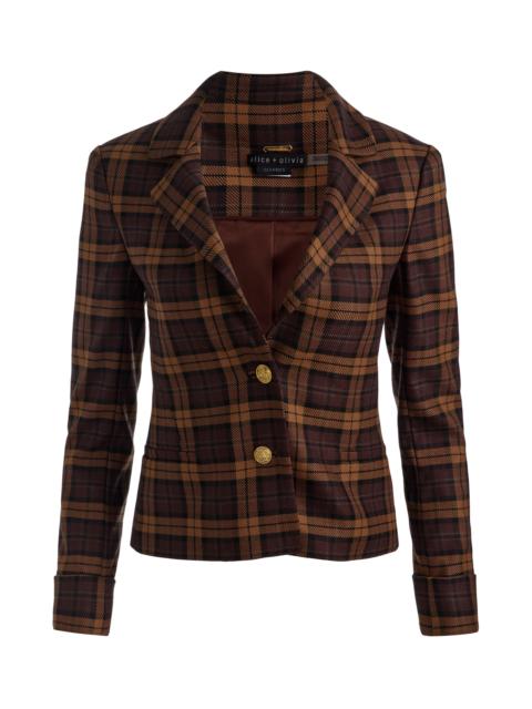 Alice + Olivia MACEY CROPPED FITTED BLAZER