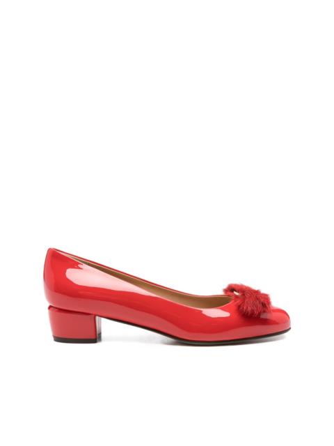 FERRAGAMO 30mm Vara leather flat pumps