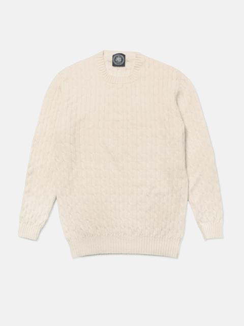MADE-IN-SCOTLAND IVORY CABLE KNIT CASHMERE SWEATER