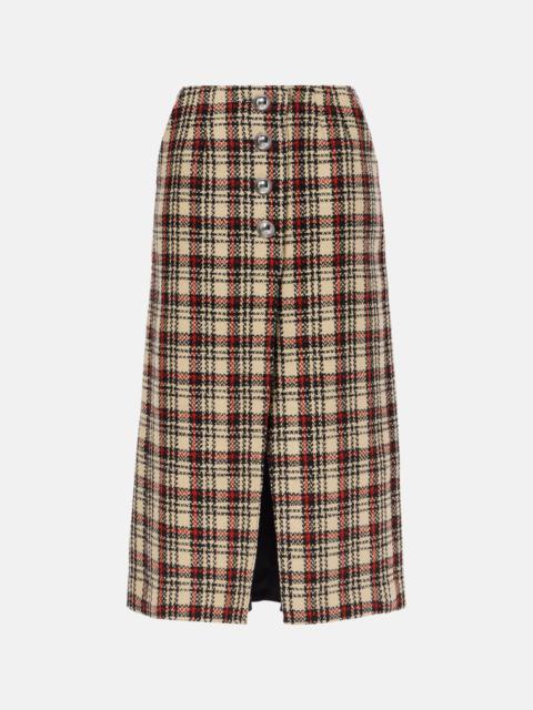 rabanne Plaid wool and cotton midi skirt