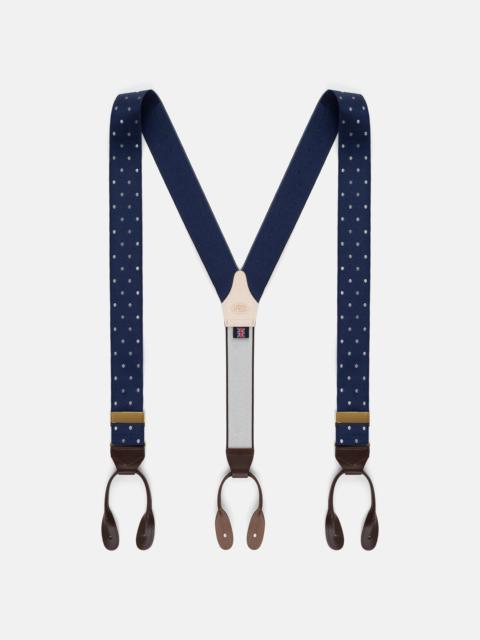 J. PRESS MADE-IN-ENGLAND NAVY POLKA DOT JACQUARD RIBBON BRACES