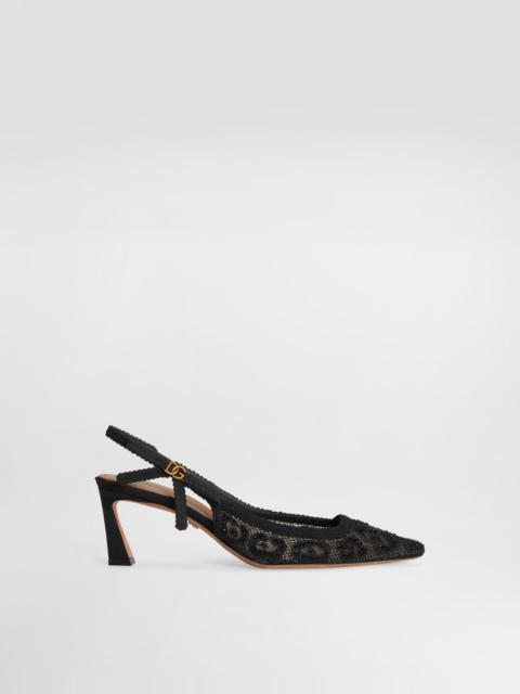 Dolce & Gabbana Leopard-design lace slingbacks with fusible rhinestones