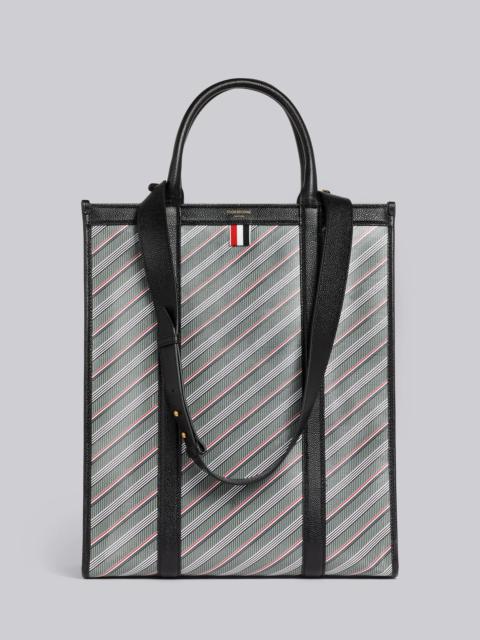Thom Browne Medium Grey Monogram Coated Canvas Shoulder Strap Vertical Squared Tote