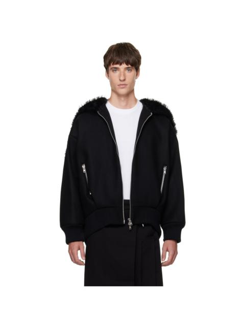 Simone Rocha Black Split Faux-Fur Hood Jacket