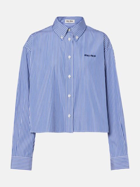 Miu Miu Striped cropped cotton poplin shirt