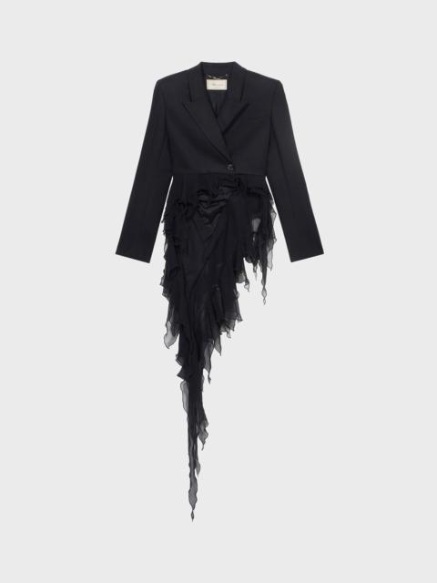 Blumarine SINGLE-BREASTED SATIN JACKET WITH RUFFLES