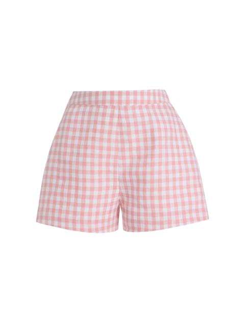 POSSE Exclusive Riviera Perri Checked Linen Shorts pink