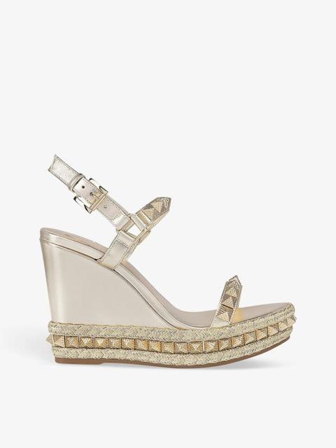 Pyraclou 110 stud-embellished leather heeled wedge sandals