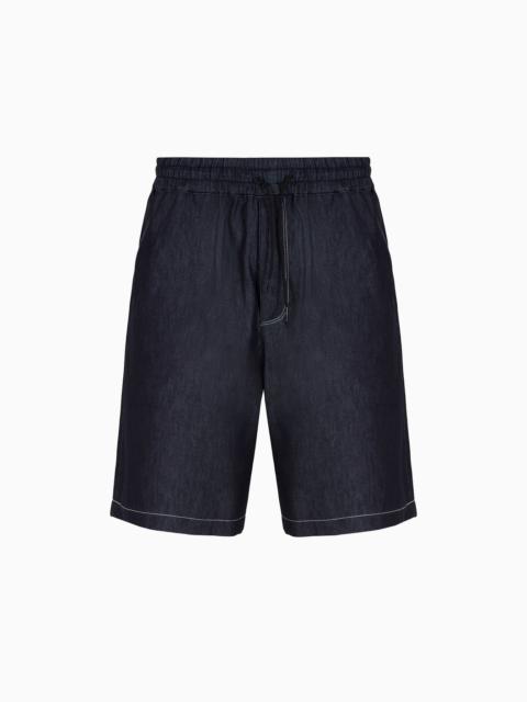 GIORGIO ARMANI Denim Collection cotton and silk denim Bermuda shorts