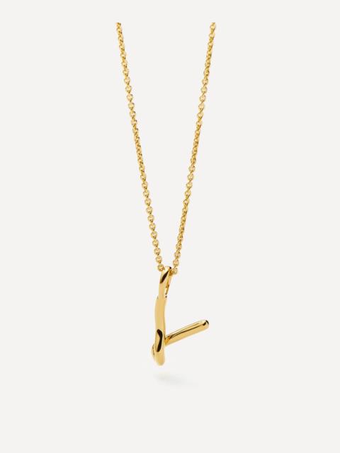 MISSOMA 18ct Gold-Plated Vermeil Silver Curly Molten Mini V Initial Pendant Necklace