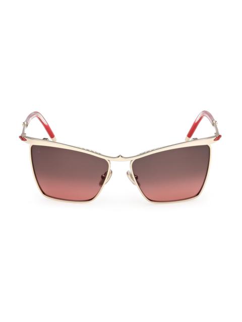 Christian Louboutin Women's Hot Chick 56MM Rectangular Sunglasses - Gold Red