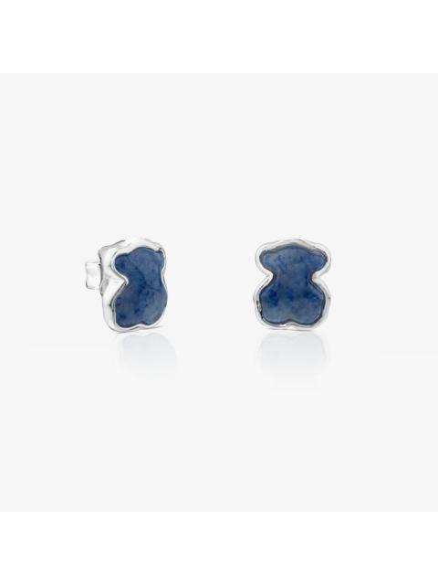 TOUS Silver New Color Earrings with Quartz with Dumortierite