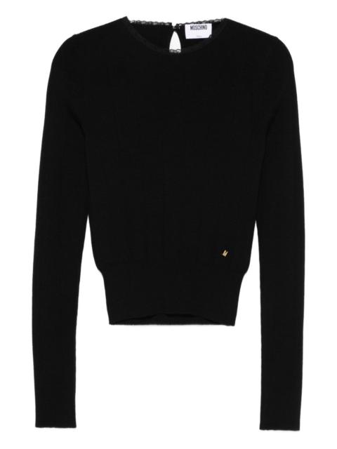 Moschino lace-trimmed ribbed sweater