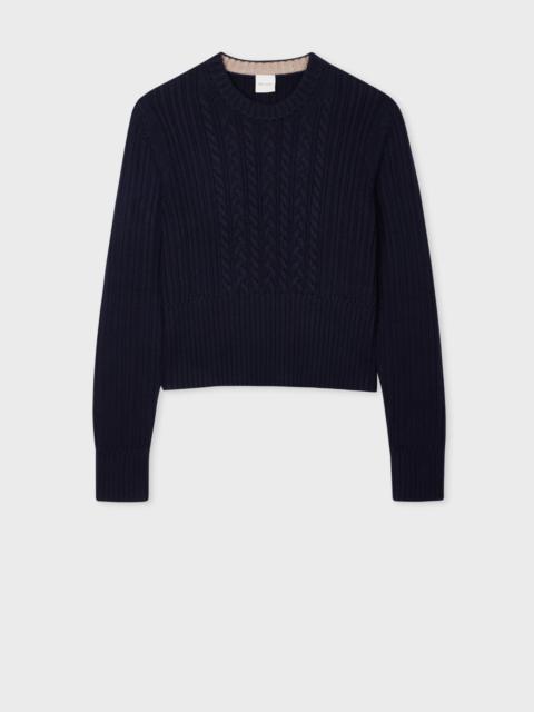 Paul Smith Navy Crew Neck Cable Knit Sweater