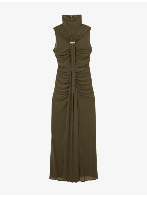 REISS Colette Ruched Sleeveless Stretch-Woven Maxi Dress