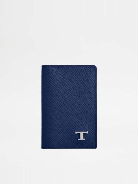Tod's CARD HOLDER IN LEATHER - BLUE, TURQUOISE