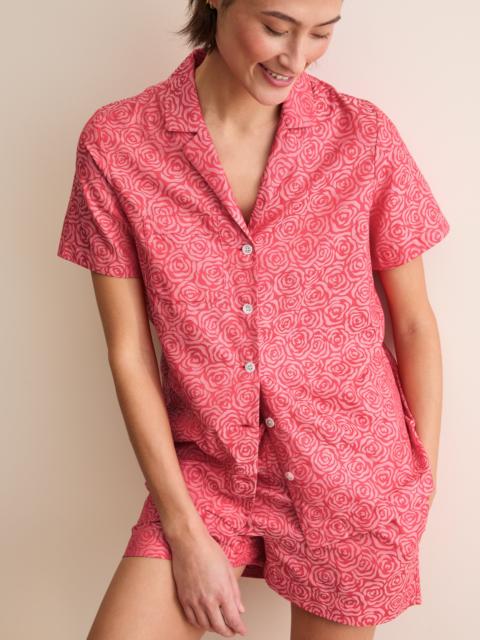 Derek Rose Women's Short Pajamas Paris Cotton Jacquard Red Rose