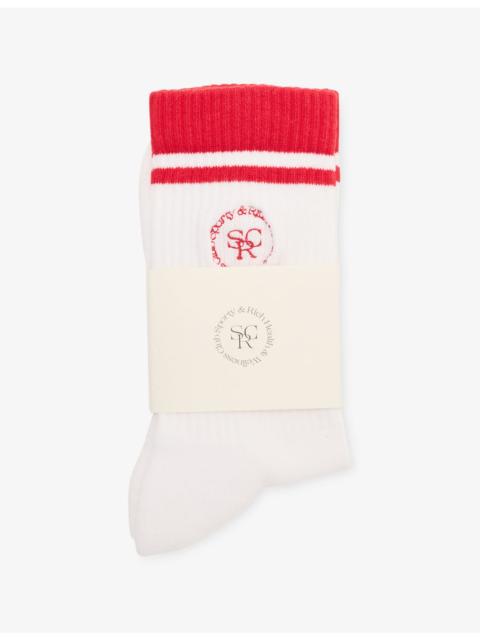 Sporty & Rich Brand-Embroidered Cotton-Blend Socks