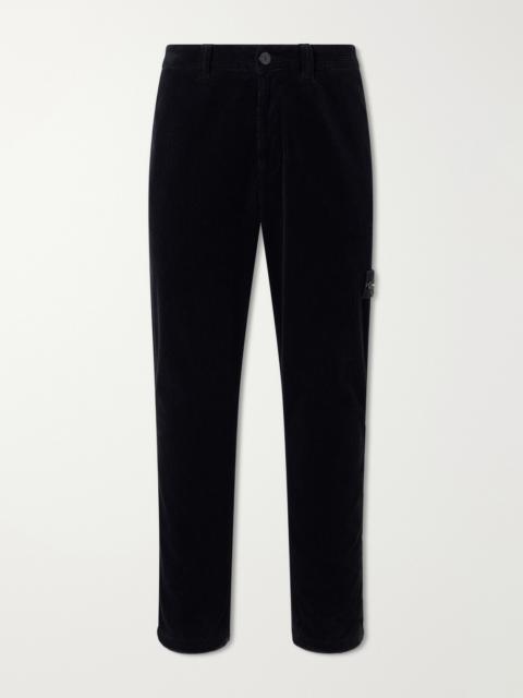 Stone Island Straight-Leg Logo-Appliquéd Garment-Dyed Cotton-Corduroy Trousers
