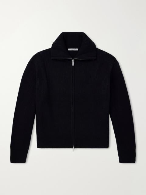 Studio Nicholson Ribbed-Knit Merino Wool Zip-Up Cardigan