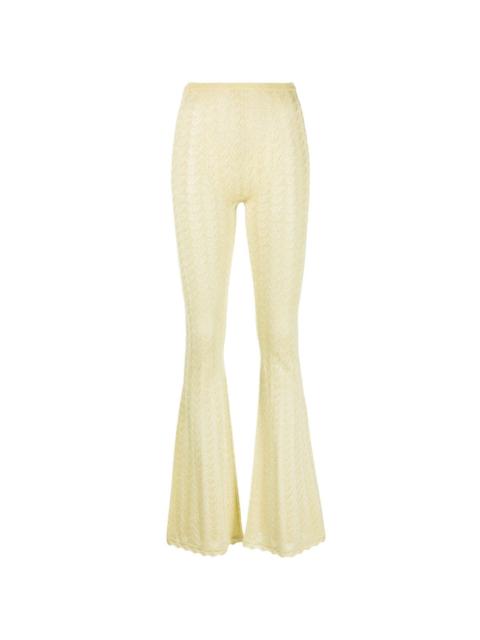 lace-knit flared trousers