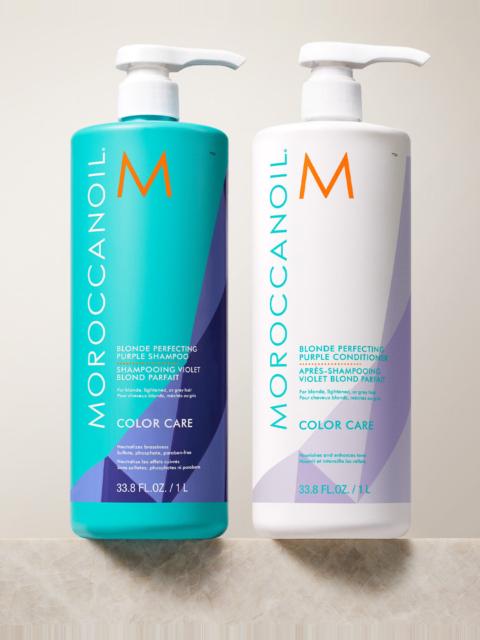 Moroccanoil Blonde Perfecting Purple Shampoo & Conditioner Liter Bundle