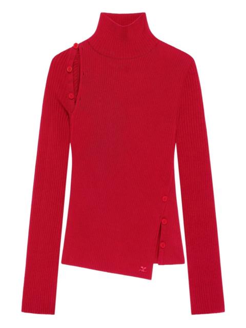 courrèges button-embellished ribbed turtleneck sweater
