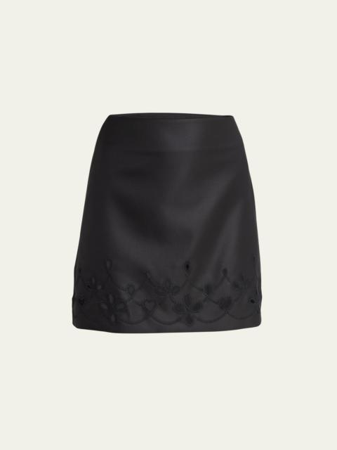 Chloé Eyelet Gabardine Mini Skirt