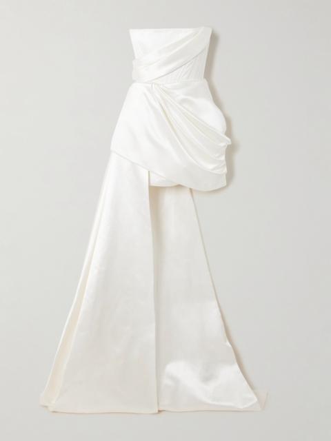ALEX PERRY Blair asymmetric draped satin gown White