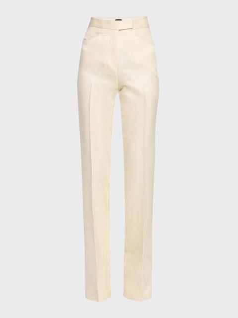 TOM FORD Barathea Silk-Wool Flared Tuxedo Pants