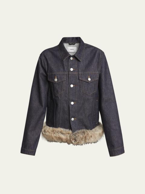 COPERNI Faux Fur Hem Denim Jacket