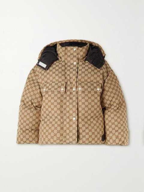 GUCCI Hooded Padded Cotton-blend Logo-jacquard Down Jacket