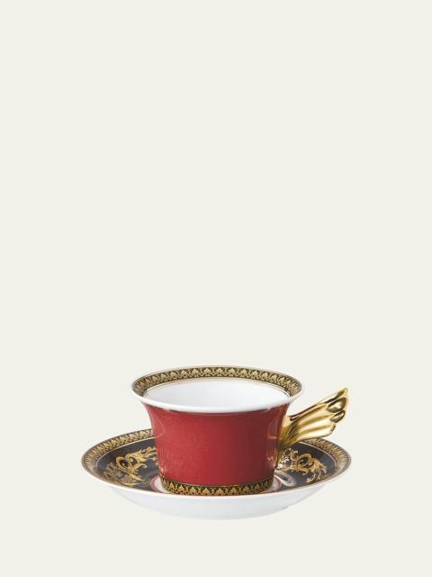 VERSACE Medusa Red Tea Cup & Saucer