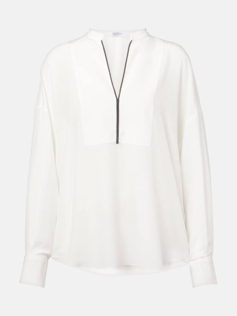 Brunello Cucinelli V 목 블라우스