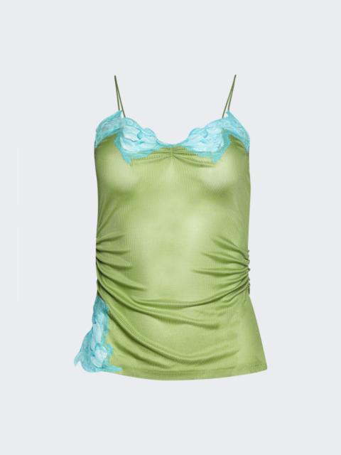 CHRISTOPHER ESBER Delphin Lace Rib Cami Fresh Lime And Cyan