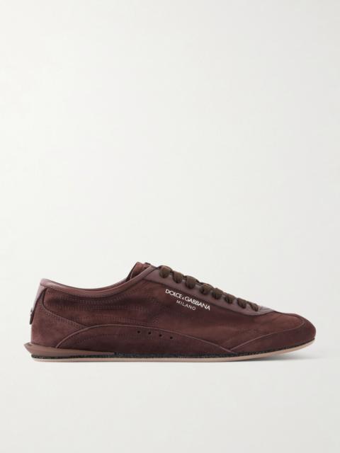 Dolce & Gabbana Leather-Trimmed Suede Sneakers Brown