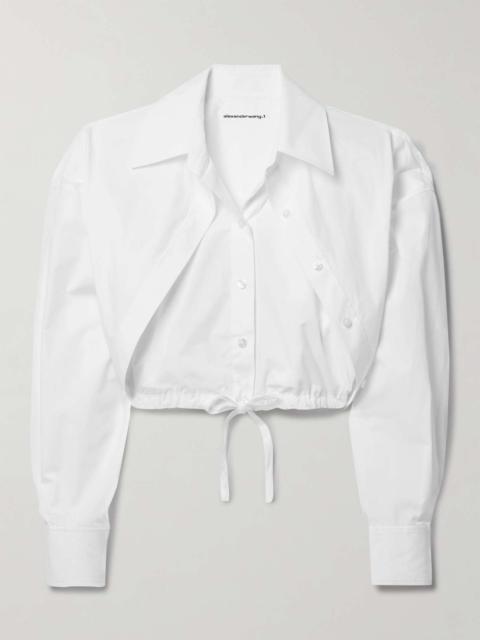 Cropped layered cotton-poplin shirt