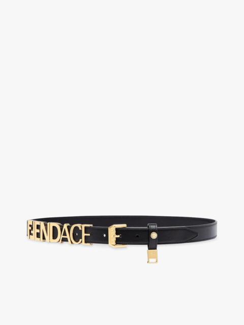 FENDI Fendace Black leather  Logo belt